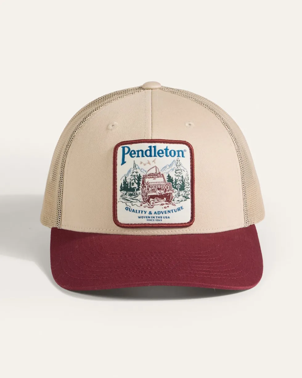 ADVENTURE LOGO FIVE PANEL TRUCKER HAT