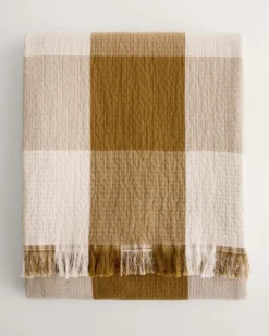 BLOCK PLAID ORGANIC COTTON FRINGED THROW