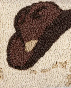 COWBOY HAT HOOKED SMALL LUMBAR PILLOW