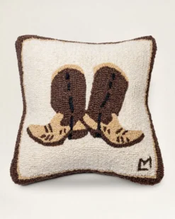COWPOKE BOOTS HOOKED SQUARE PILLOW