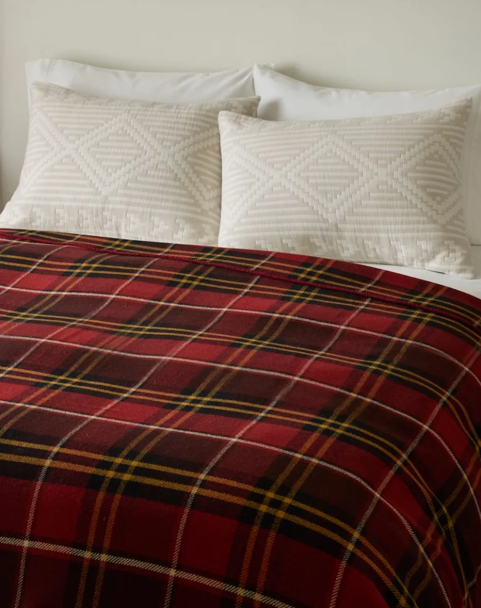 ECO-WISE WOOL PLAID/STRIPE BLANKET