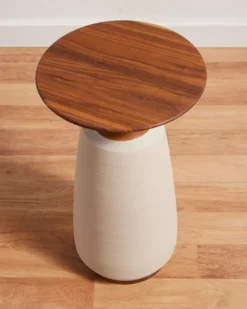HANDMADE STONEWARE & WOOD COCKTAIL TABLE