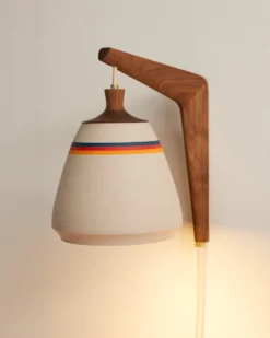 HANDMADE STONEWARE & WOOD SCONCE