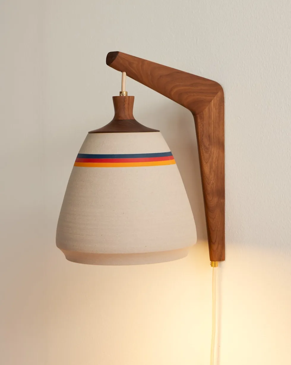 HANDMADE STONEWARE & WOOD SCONCE
