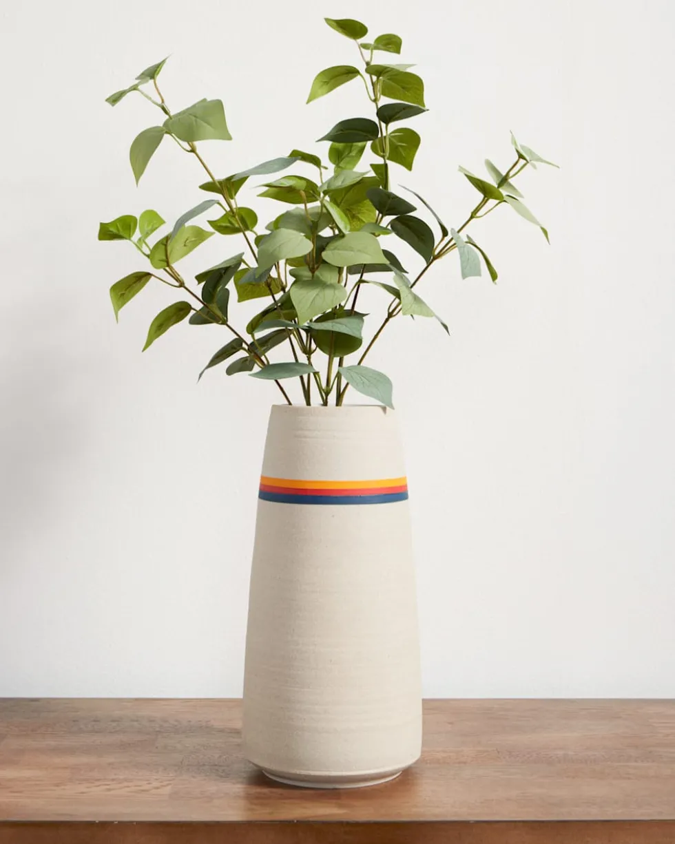 HANDMADE STONEWARE & WOOD STEM VASE