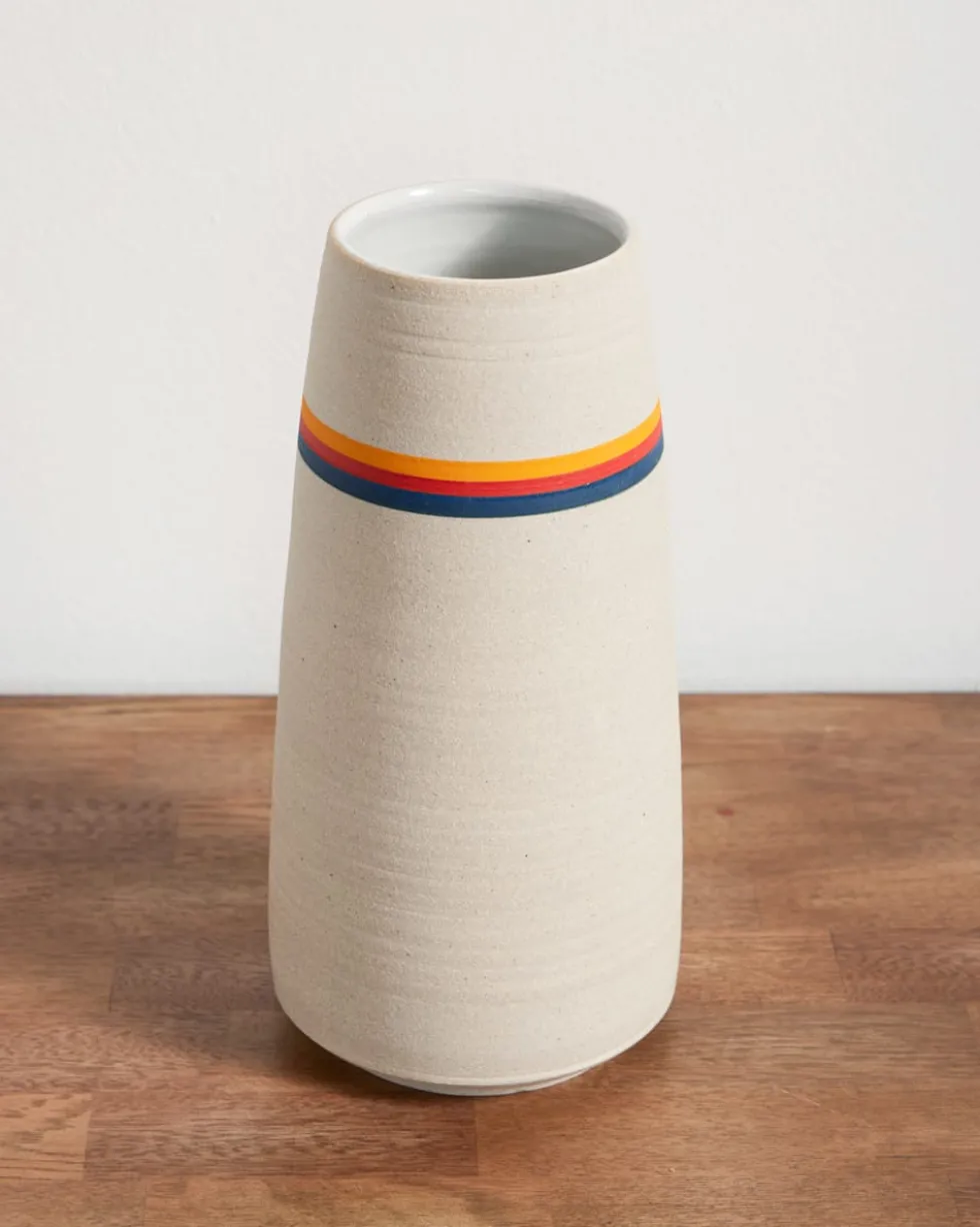HANDMADE STONEWARE & WOOD STEM VASE