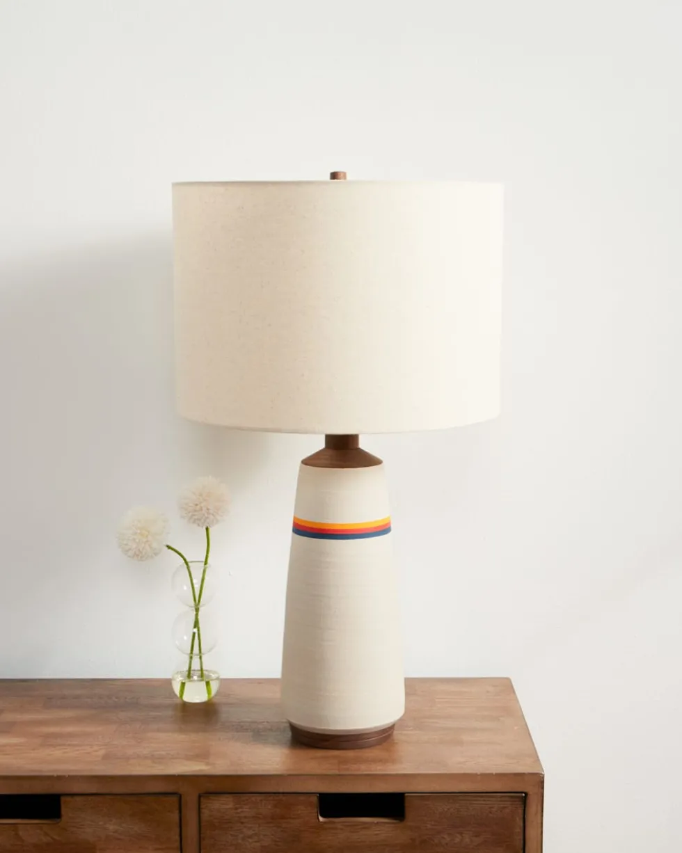 HANDMADE STONEWARE & WOOD TABLE LAMP