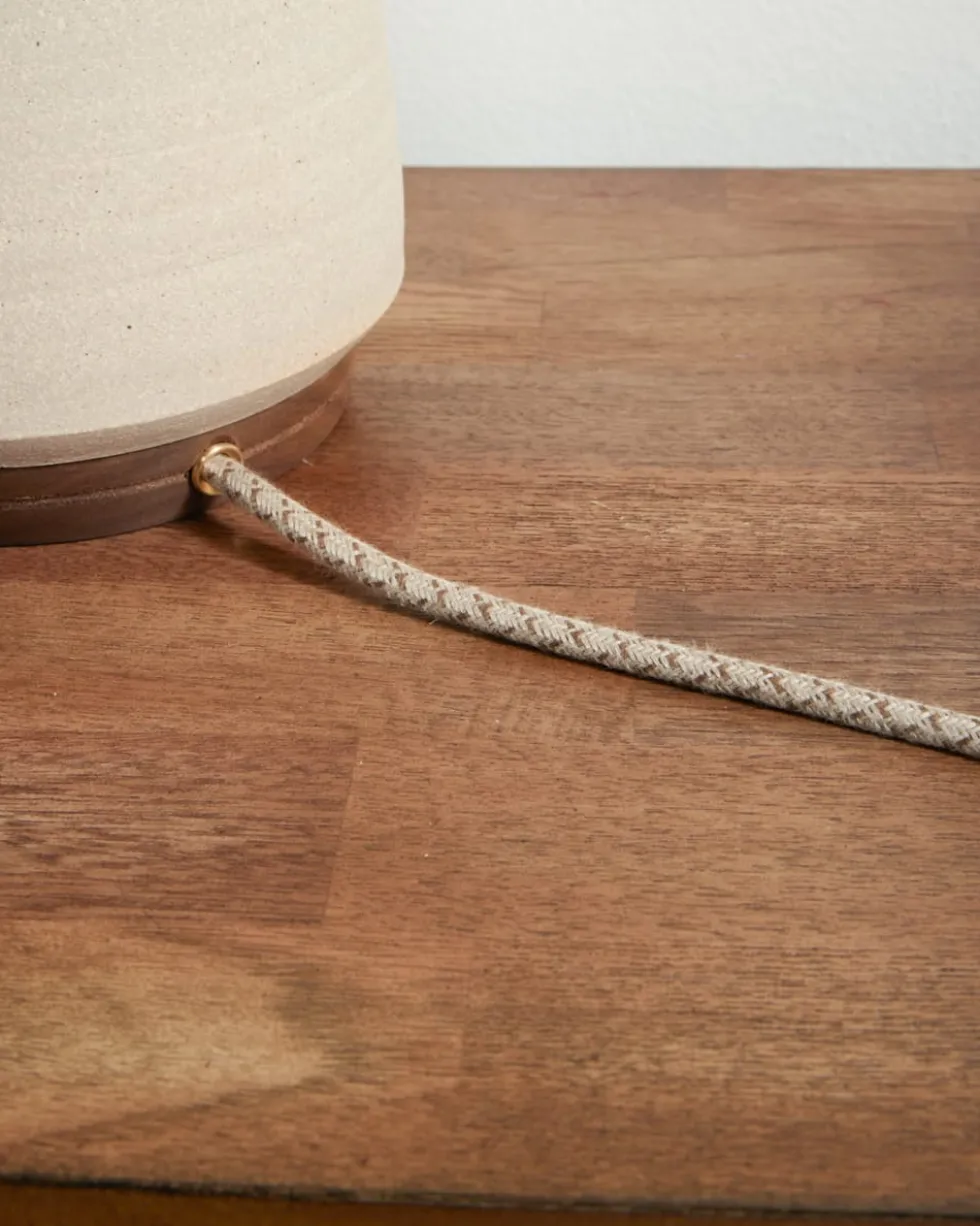 HANDMADE STONEWARE & WOOD TABLE LAMP
