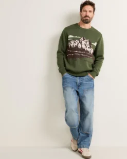 MEN'S LAKE SCENE COTTON SWEATER
