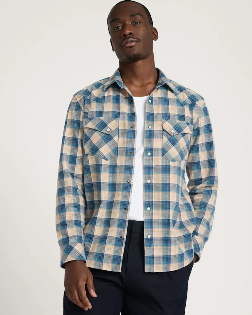 MEN'S PLAID SNAP-FRONT WYATT COTTON SHIRT