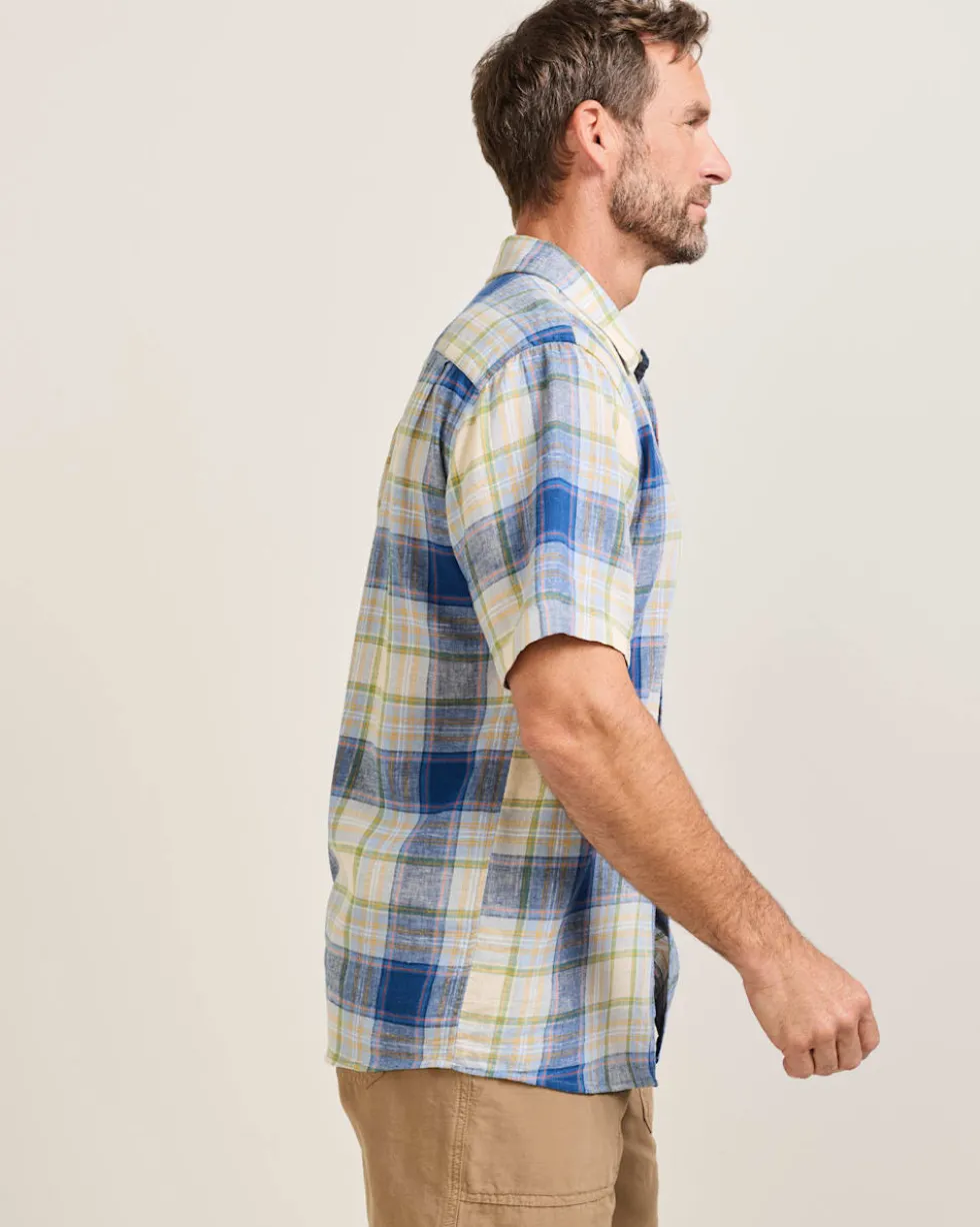 MEN'S SHORT-SLEEVE PLAID SHORELINE LINEN SHIRT