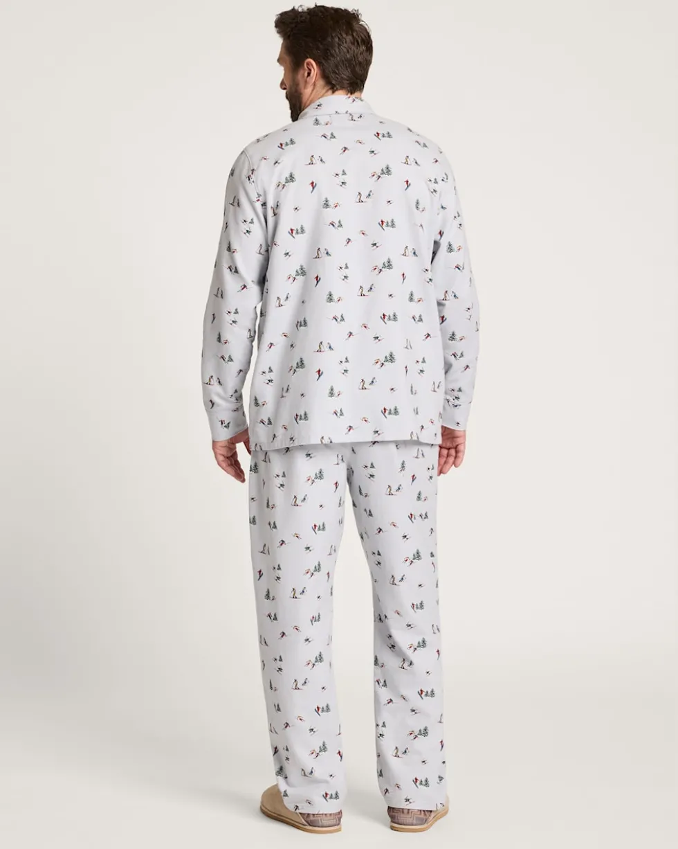 MEN'S SKI PRINT FLANNEL PAJAMA SET