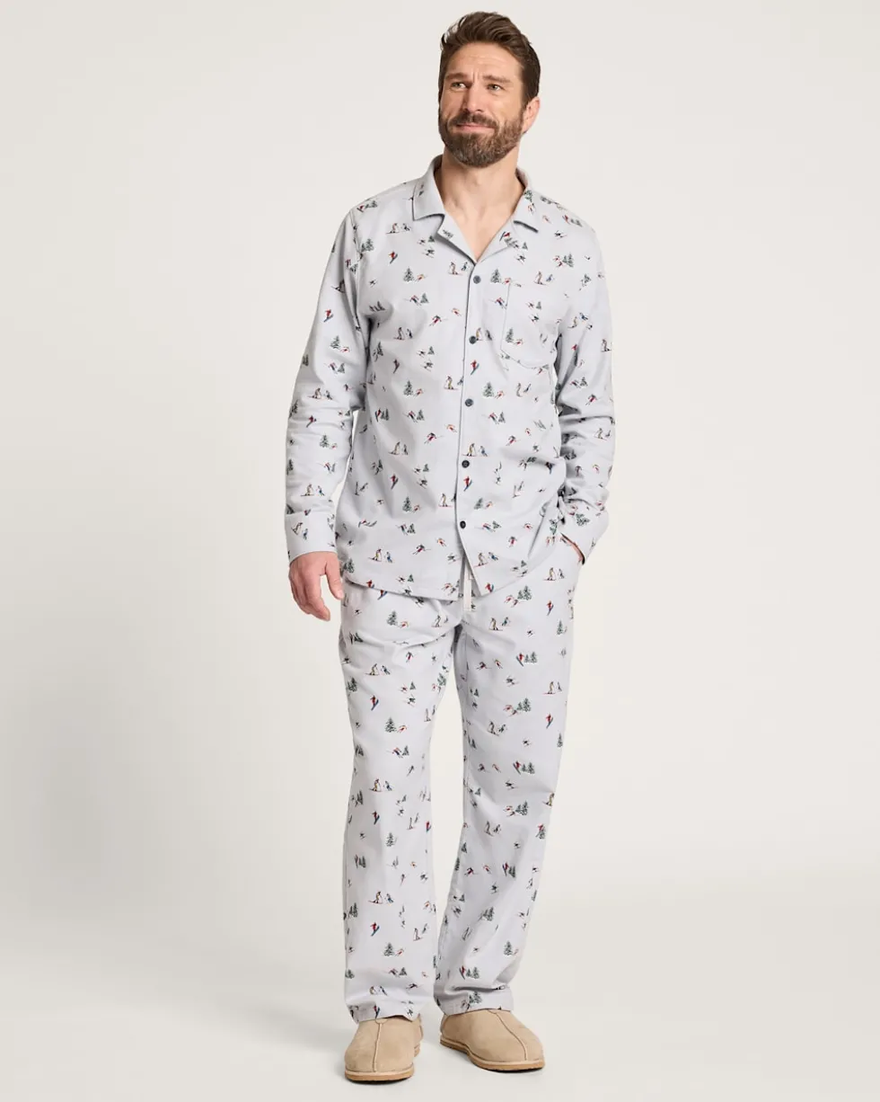 MEN'S SKI PRINT FLANNEL PAJAMA SET