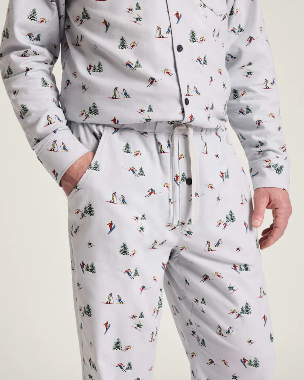 MEN'S SKI PRINT FLANNEL PAJAMA SET
