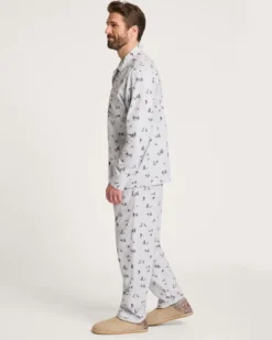 MEN'S SKI PRINT FLANNEL PAJAMA SET