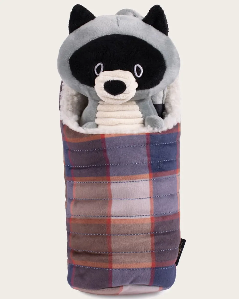 PET PLUSH CAMPING RACOON TOY