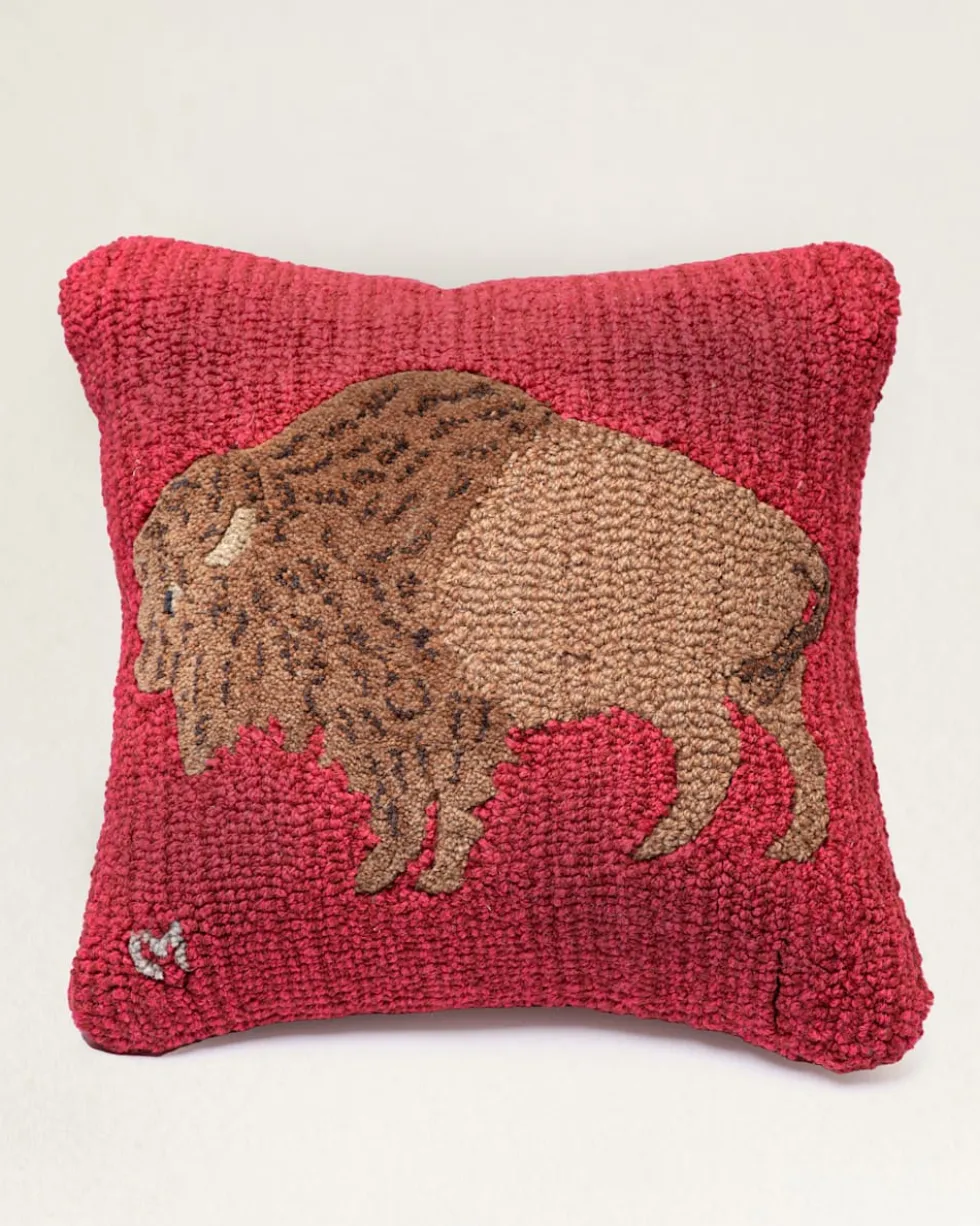PLUSH BUFFALO HOOKED SQUARE PILLOW