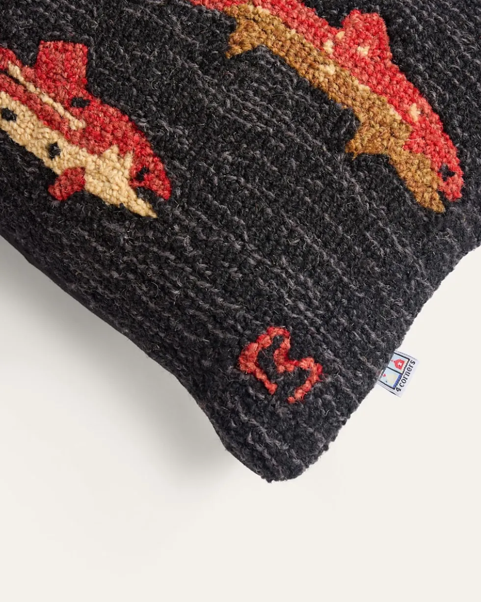 RIVER FISH HOOKED LUMBAR PILLOW