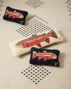 TROUT HOOKED SMALL LUMBAR PILLOW