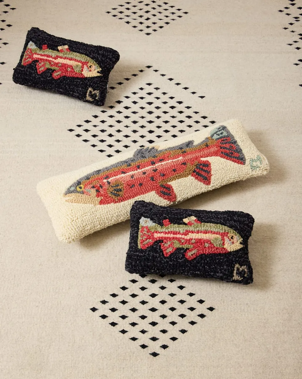 TROUT HOOKED SMALL LUMBAR PILLOW