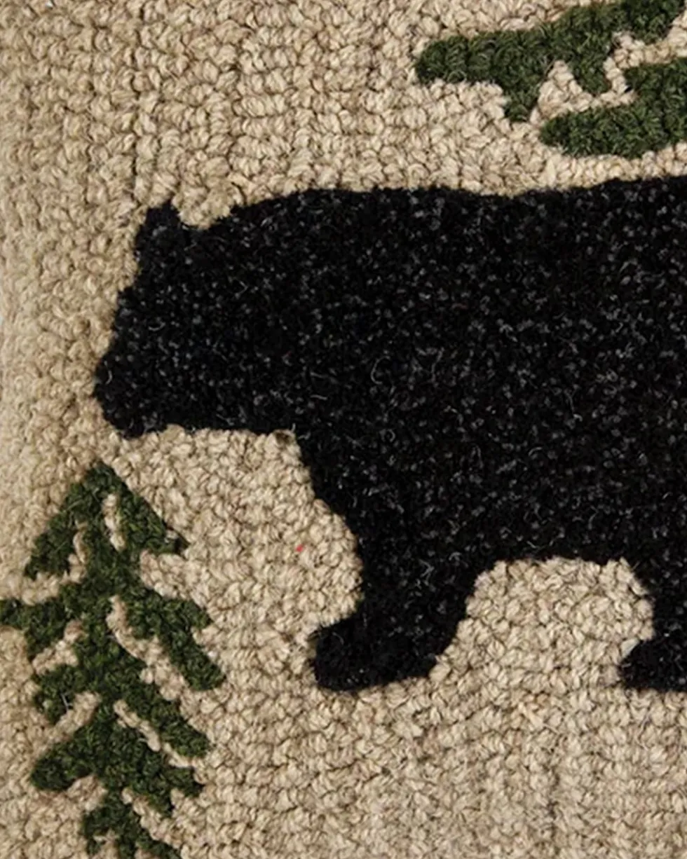 WANDERING BEAR HOOKED SQUARE PILLOW