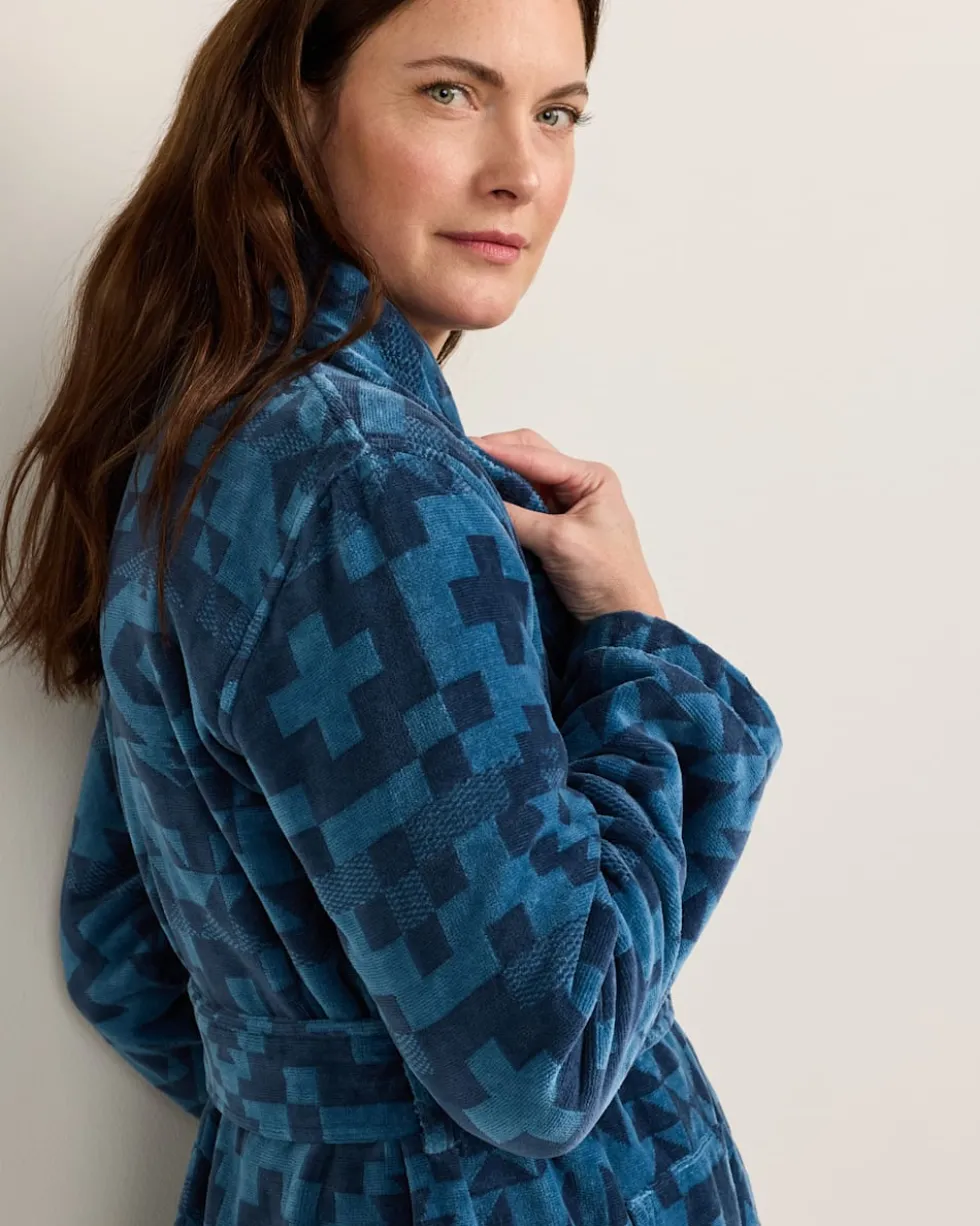 WOMEN'S BLUE RIDGE COTTON TERRY VELOUR BATHROBE