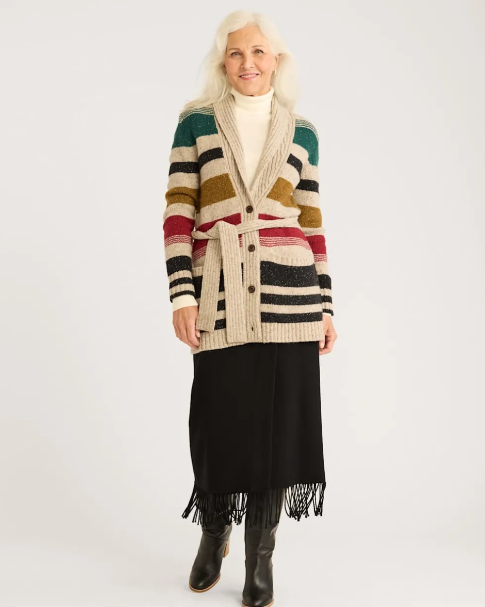 WOMEN'S CAMP STRIPE CARDIGAN