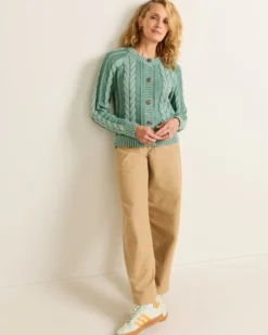 WOMEN'S COTTON CABLE CARDIGAN