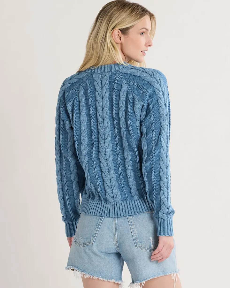 WOMEN'S COTTON CABLE CARDIGAN