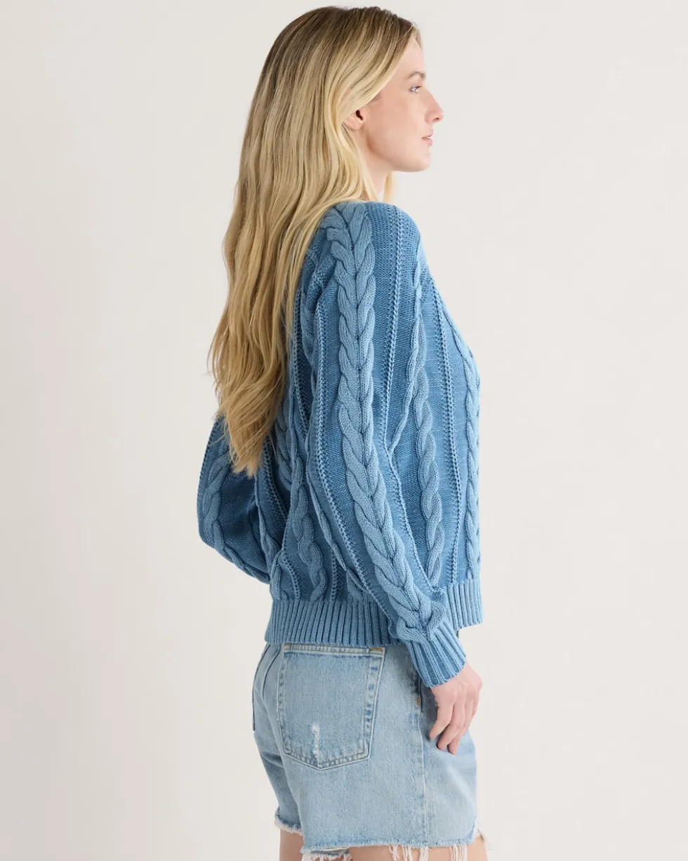 WOMEN'S COTTON CABLE CARDIGAN