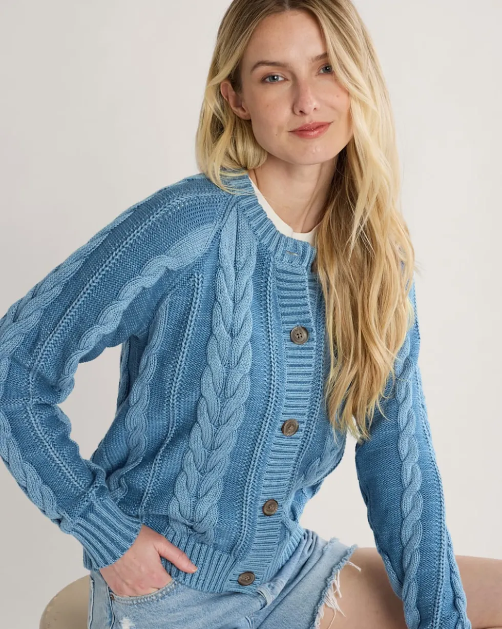 WOMEN'S COTTON CABLE CARDIGAN