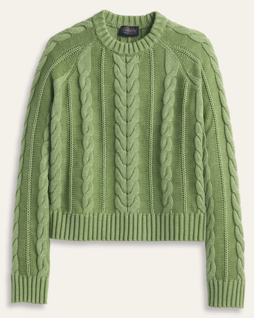 WOMEN'S COTTON CABLE SWEATER