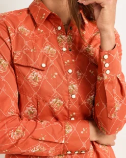 WOMEN'S COWGIRL LATTICE GAMBLER SHIRT DRESS