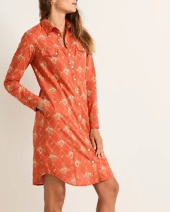 WOMEN'S COWGIRL LATTICE GAMBLER SHIRT DRESS