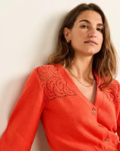 WOMEN'S CROCHET COTTON CARDIGAN