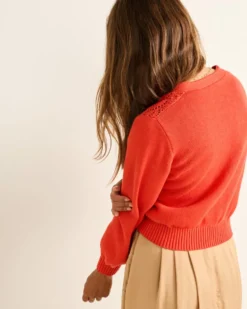 WOMEN'S CROCHET COTTON CARDIGAN