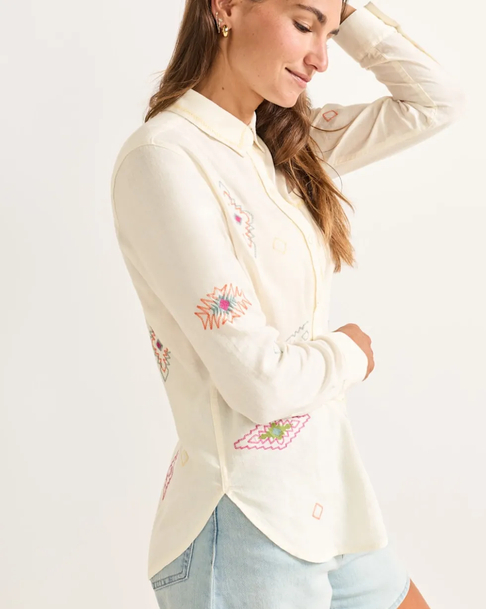 WOMEN'S EMBROIDERED PERFECT ONE POCKET SHIRT