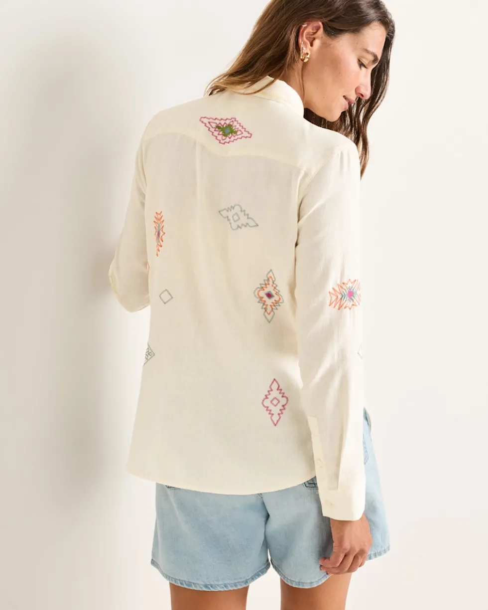 WOMEN'S EMBROIDERED PERFECT ONE POCKET SHIRT