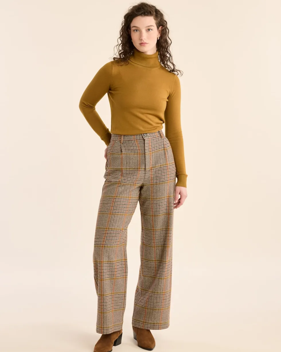 WOMEN'S GLEN PLAID WOOL TROUSERS