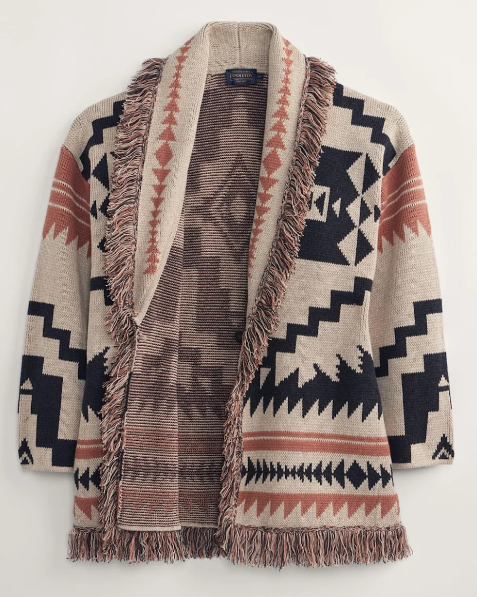WOMEN'S GRAPHIC FRINGE CARDIGAN