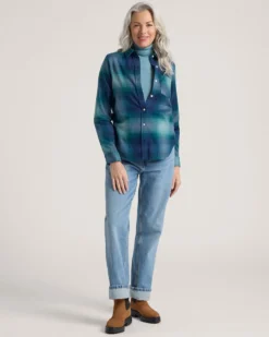WOMEN'S PLAID COTTON FLANNEL RELAXED SHIRT