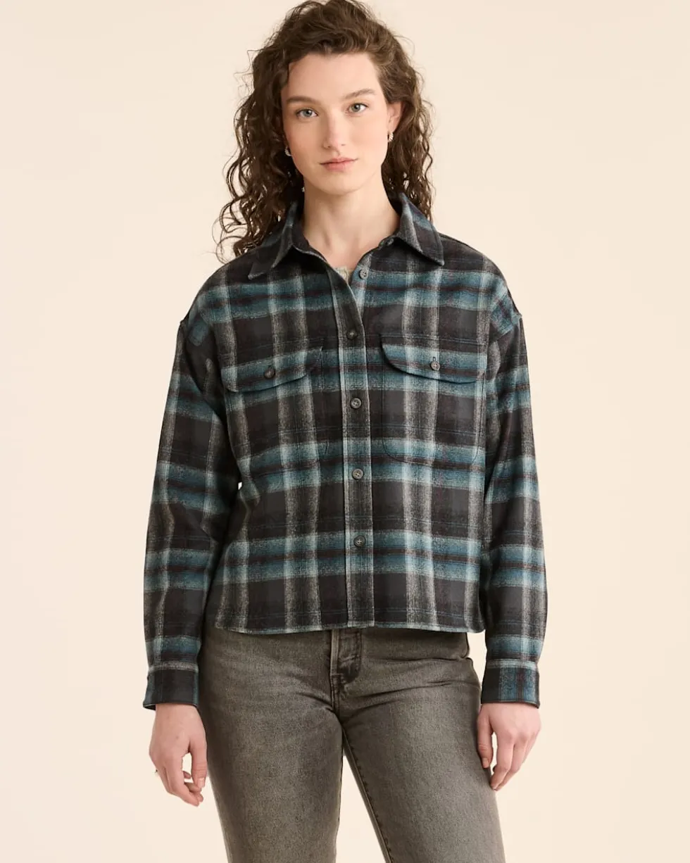 WOMEN'S PLAID CROPPED SHIRT