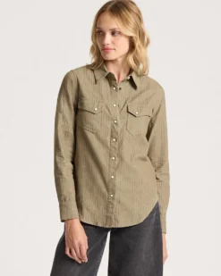 WOMEN'S PRINTED CORDUROY GAMBLER SHIRT