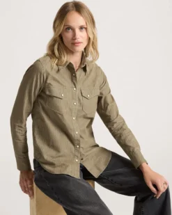 WOMEN'S PRINTED CORDUROY GAMBLER SHIRT