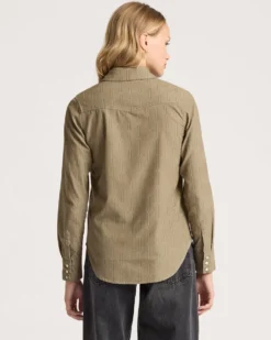 WOMEN'S PRINTED CORDUROY GAMBLER SHIRT