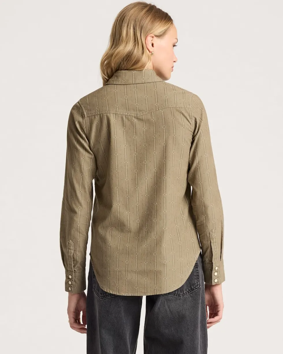 WOMEN'S PRINTED CORDUROY GAMBLER SHIRT