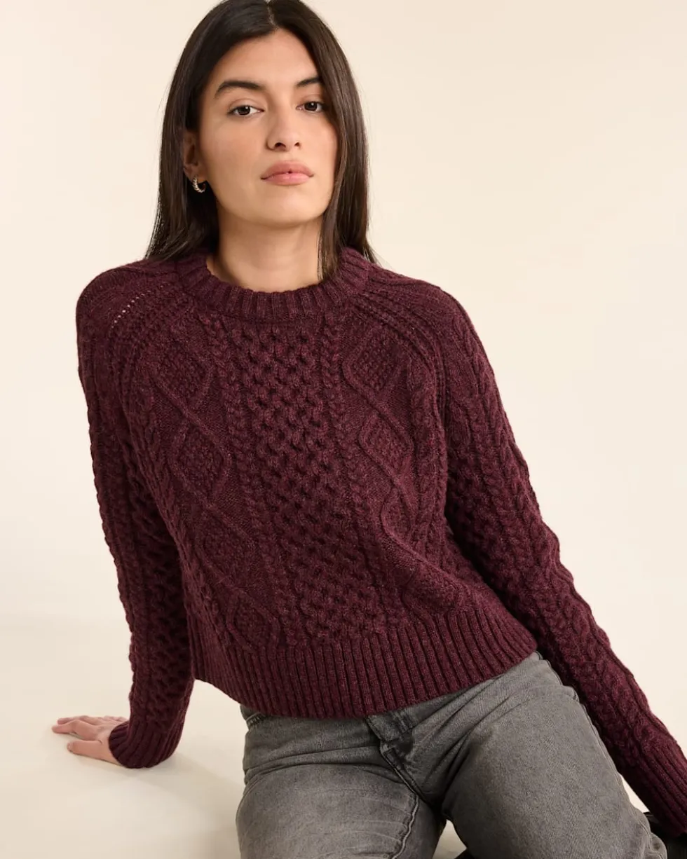 WOMEN'S SHETLAND COLLECTION FISHERMAN SWEATER