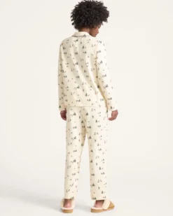 WOMEN'S SKI PRINT FLANNEL PAJAMA SET