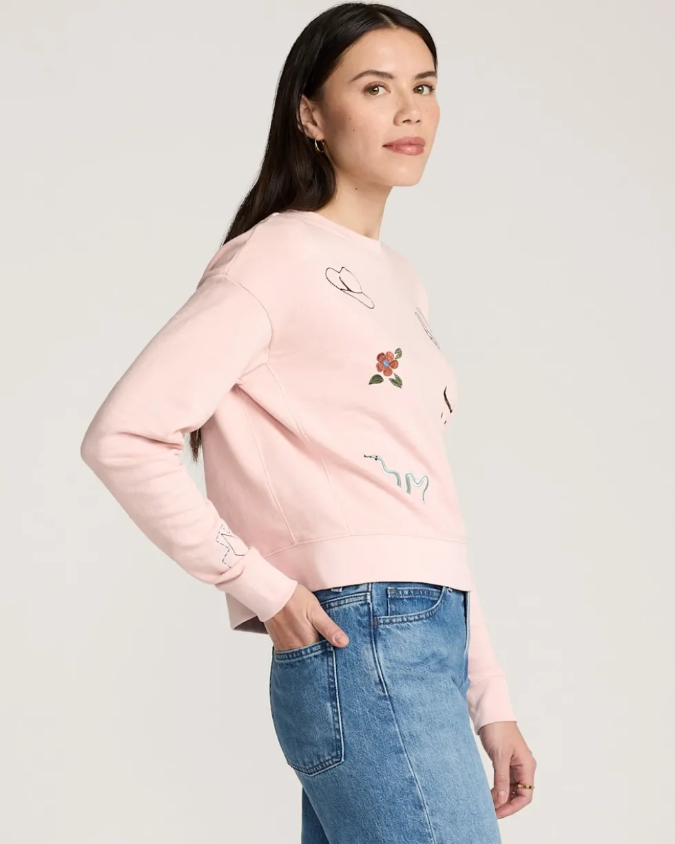 WOMEN'S WESTERN GRAPHIC FRENCH TERRY PULLOVER