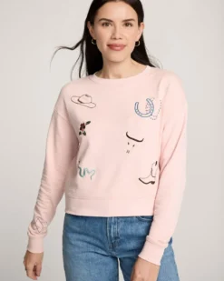 WOMEN'S WESTERN GRAPHIC FRENCH TERRY PULLOVER